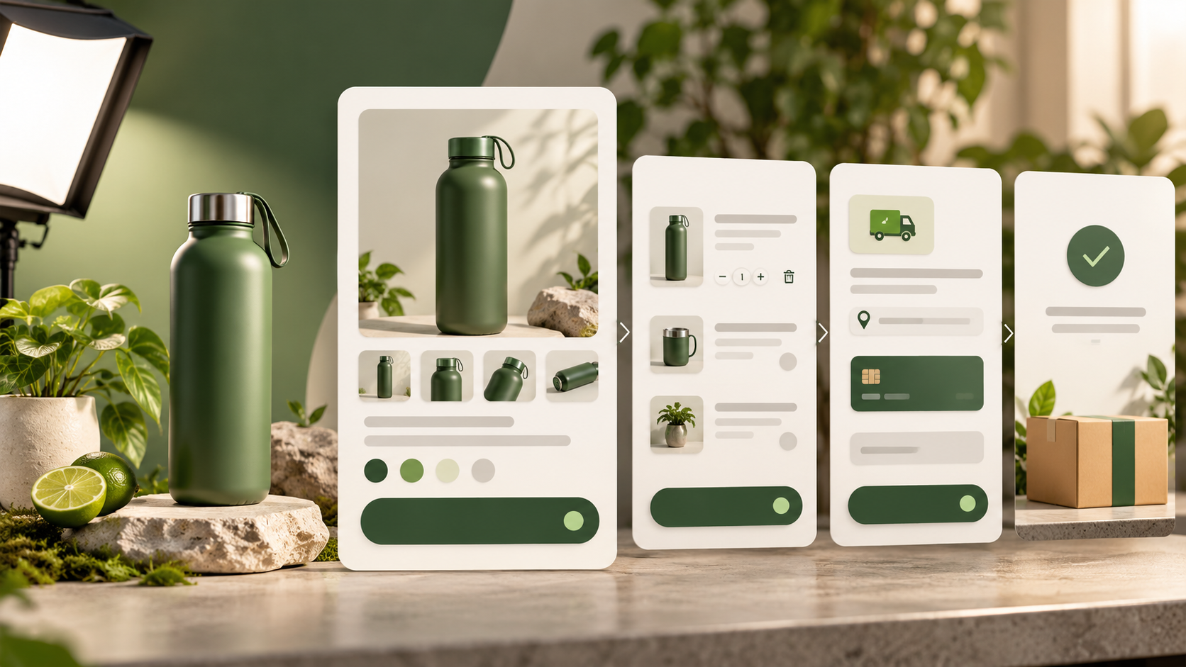 Ecommerce product page concept with product photography setup