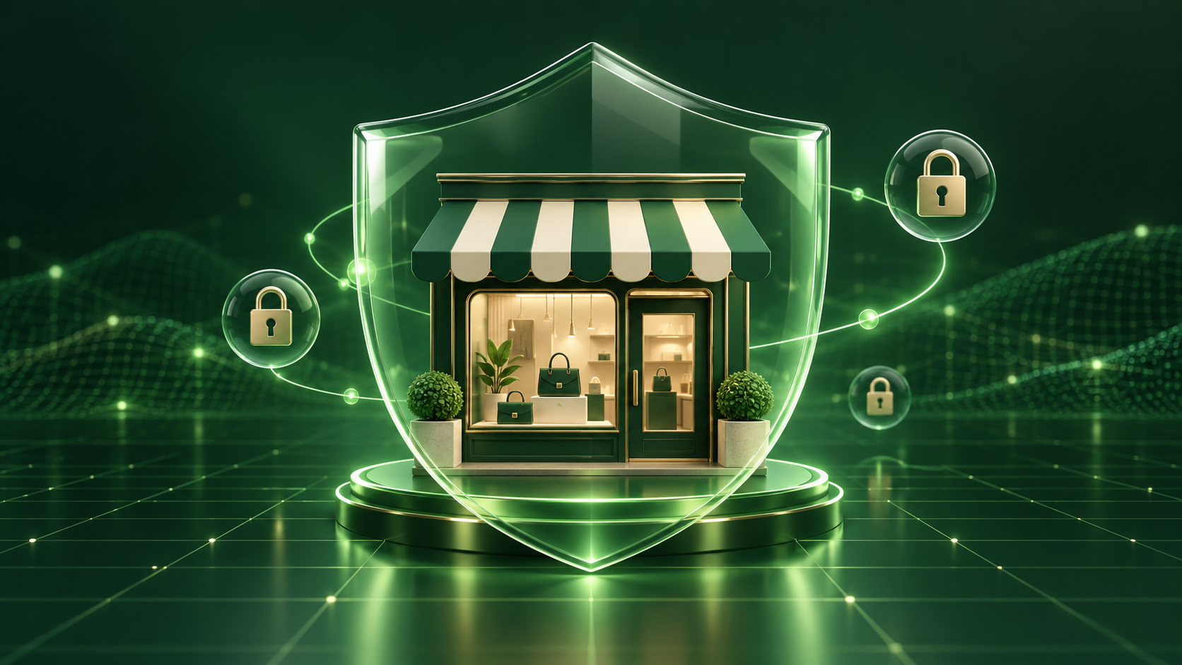 Secure ecommerce website protected by a transparent shield
