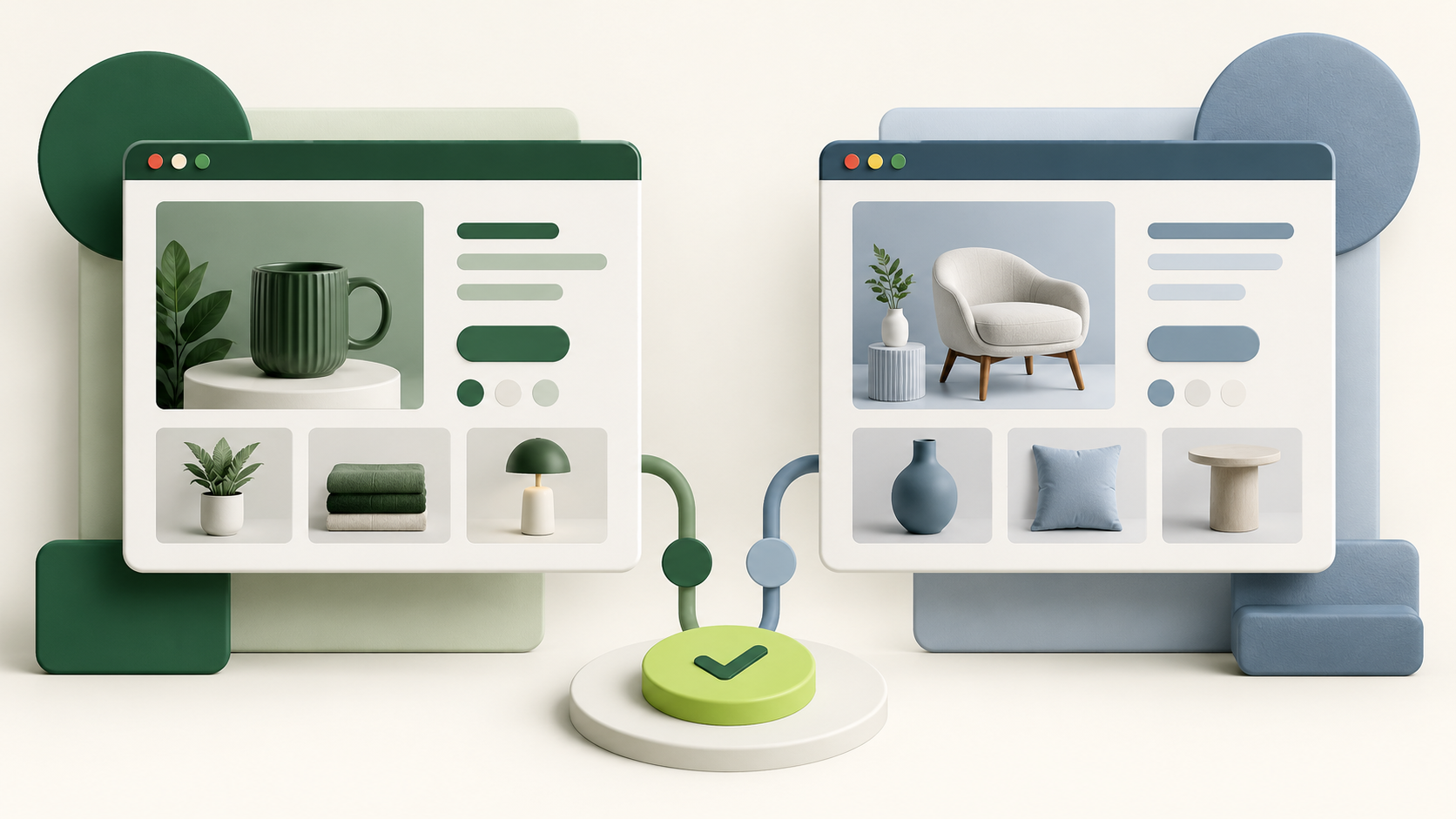 Abstract comparison of two ecommerce platform interfaces
